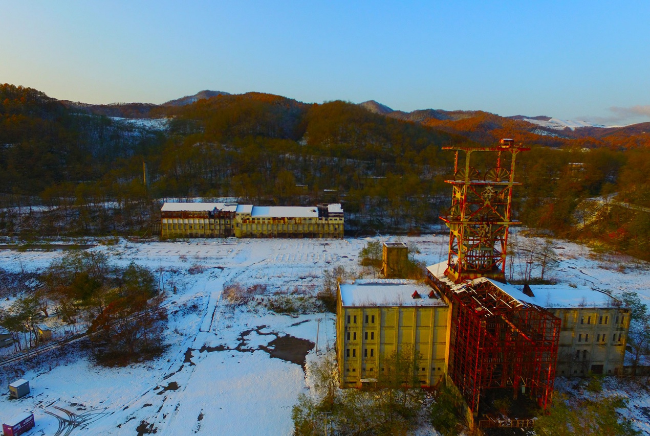 北海道芦別市炭鉱ドローン空撮画像