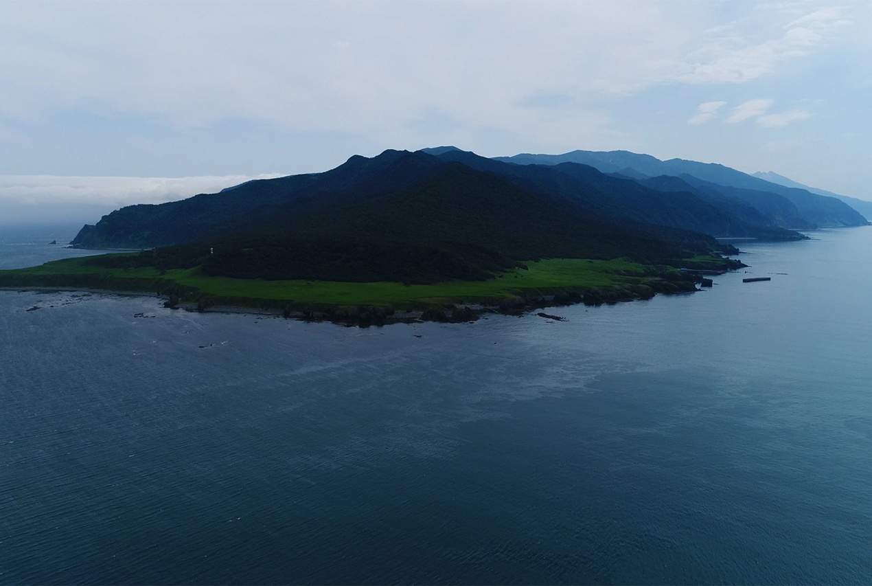 北海道知床半島突端ドローン空撮画像
